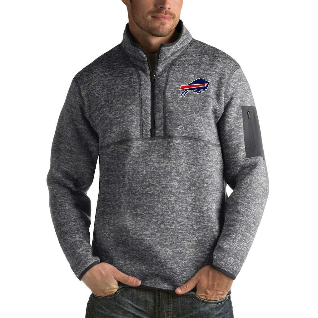 Buffalo Bills Antigua Fortune Big & Tall Quarter-Zip Pullover Jacket - Charcoal - NFL