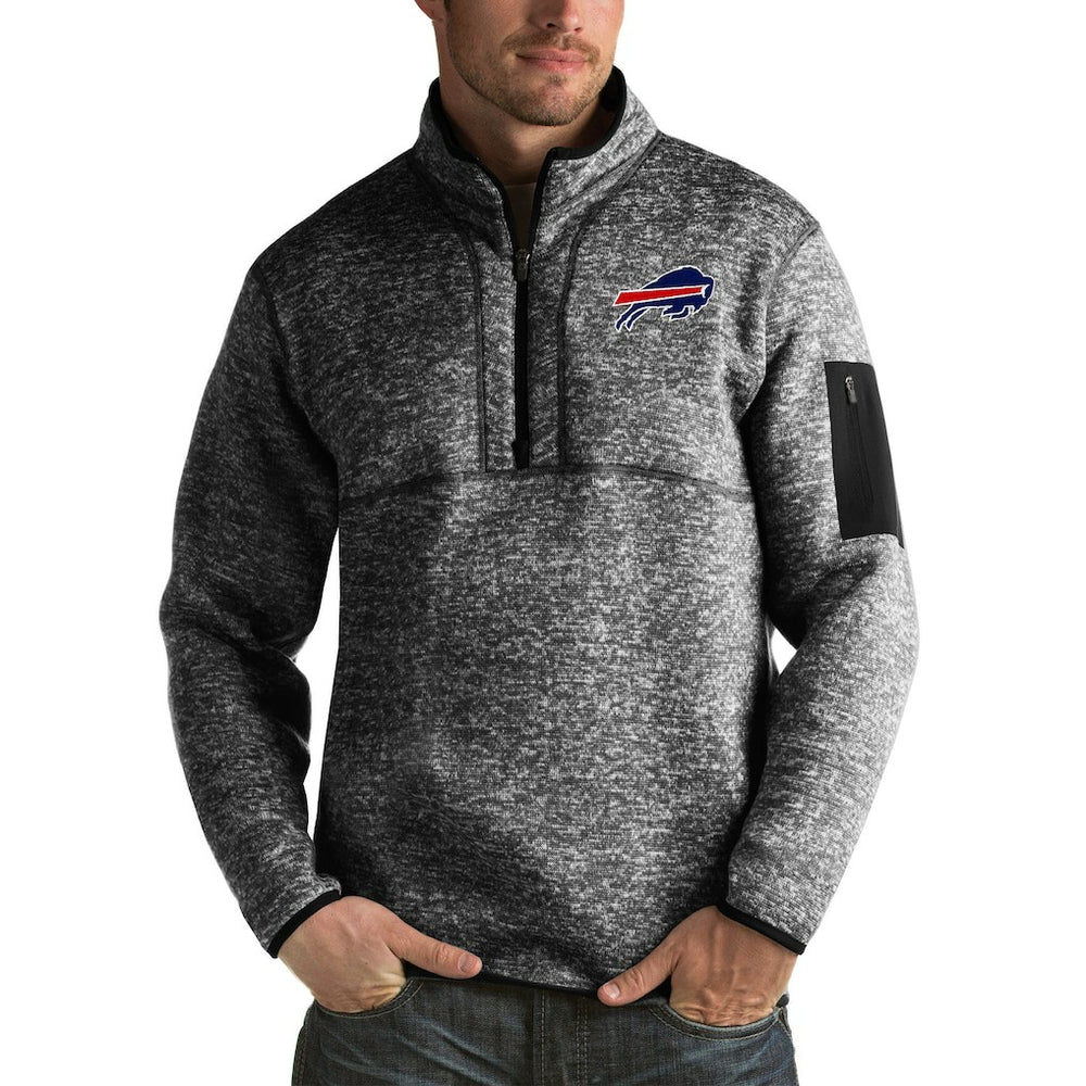 Buffalo Bills Antigua Fortune Big & Tall Quarter-Zip Pullover Jacket - Heather Black - NFL
