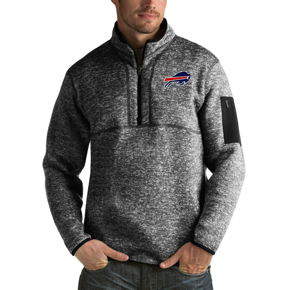 Buffalo Bills Antigua Fortune Big & Tall Quarter-Zip Pullover Jacket - Heather Black - NFL