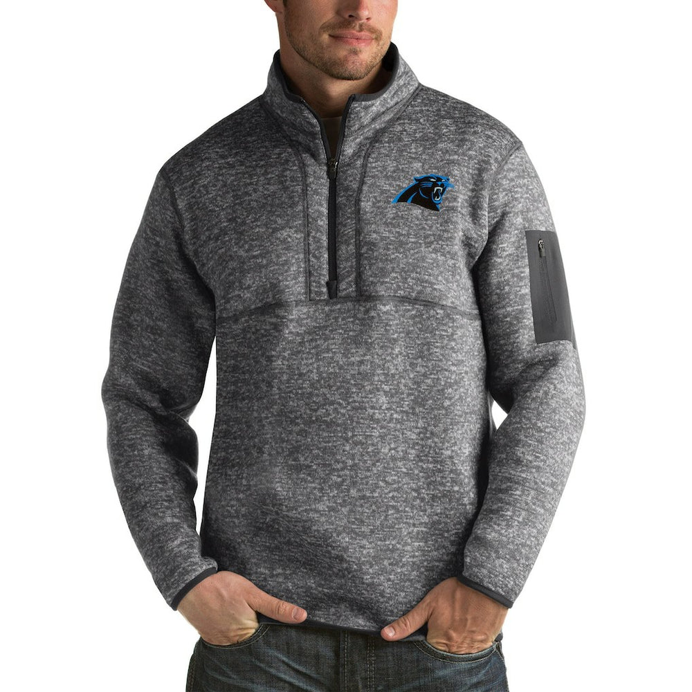 Carolina Panthers Antigua Fortune Big & Tall Quarter-Zip Pullover Jacket - Charcoal - NFL