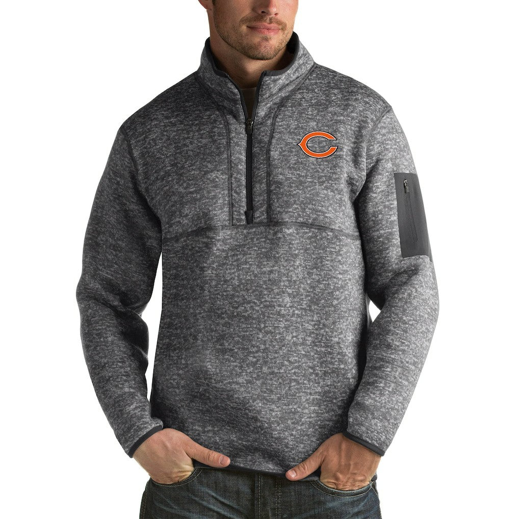 Chicago Bears Antigua Fortune Big & Tall Quarter-Zip Pullover Jacket - Charcoal - NFL