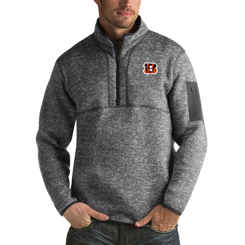 Cincinnati Bengals Antigua Fortune Big & Tall Quarter-Zip Pullover Jacket - Charcoal - NFL