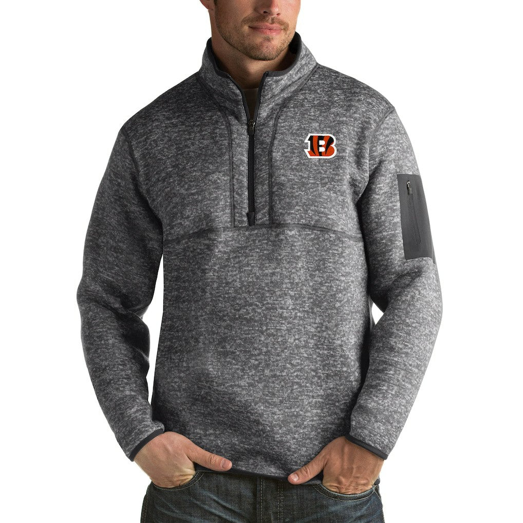 Cincinnati Bengals Antigua Fortune Big & Tall Quarter-Zip Pullover Jacket - Charcoal - NFL