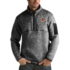 Cincinnati Bengals Antigua Fortune Big & Tall Quarter-Zip Pullover Jacket - Heather Black - NFL