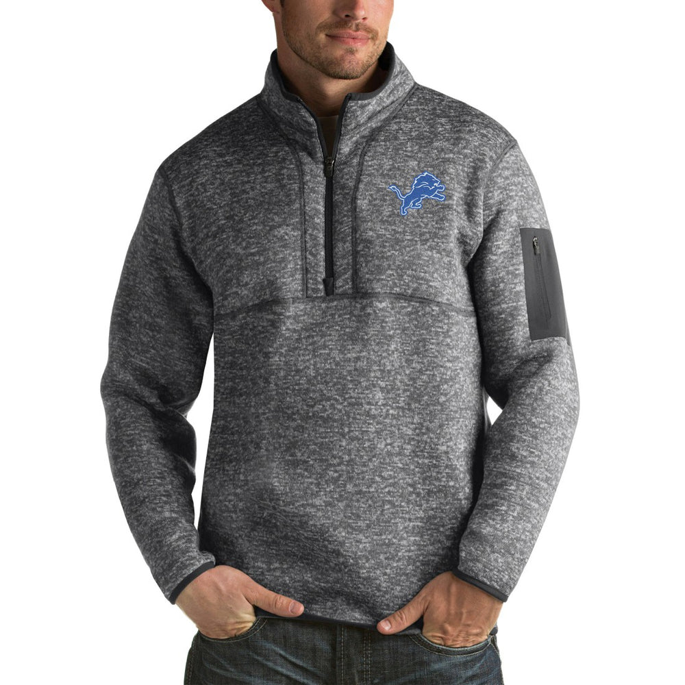 Detroit Lions Antigua Fortune Big & Tall Quarter-Zip Pullover Jacket - Charcoal - NFL