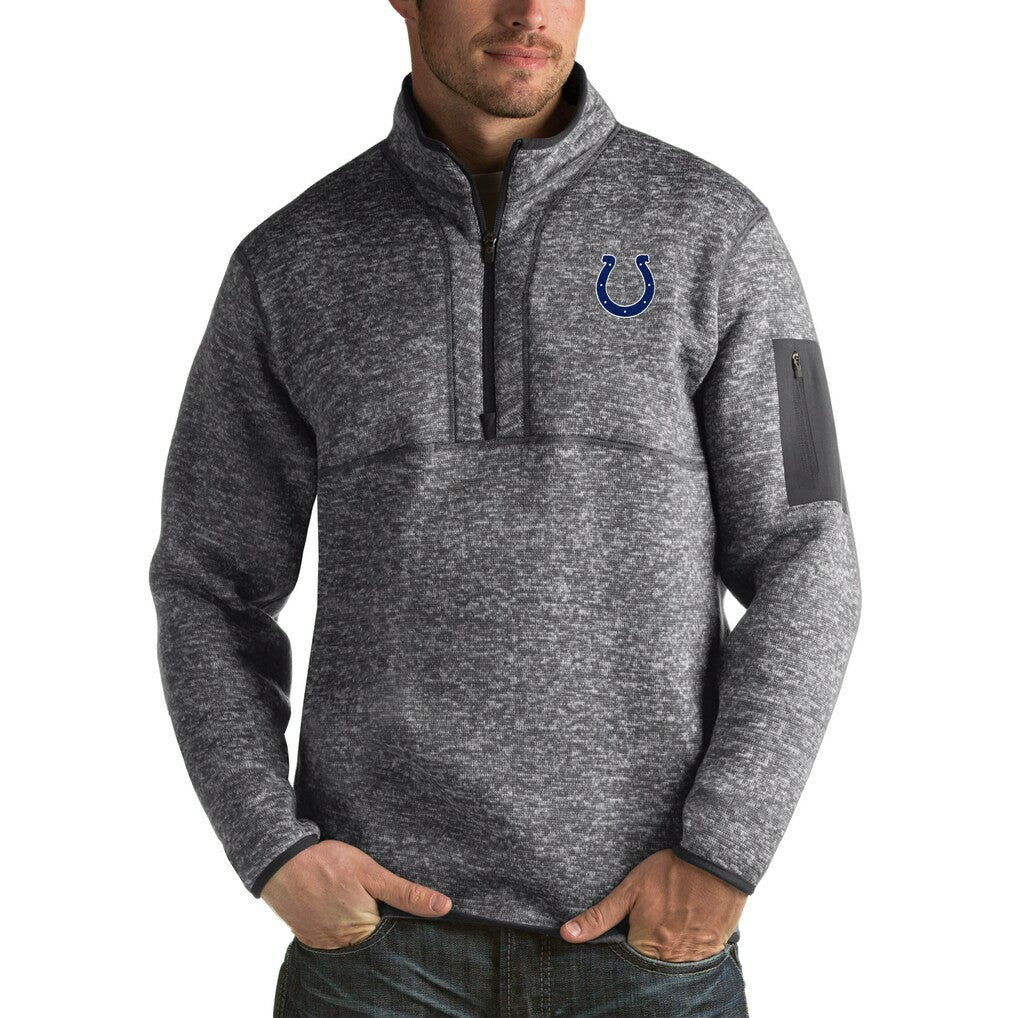 Indianapolis Colts Antigua Fortune Big & Tall Quarter-Zip Pullover Jacket - Charcoal - NFL