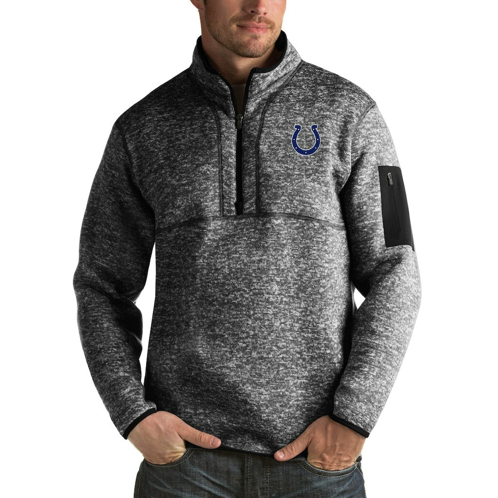 Indianapolis Colts Antigua Fortune Big & Tall Quarter-Zip Pullover Jacket - Heather Black - NFL