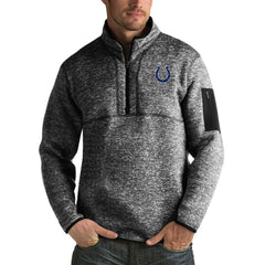 Indianapolis Colts Antigua Fortune Big & Tall Quarter-Zip Pullover Jacket - Heather Black - NFL