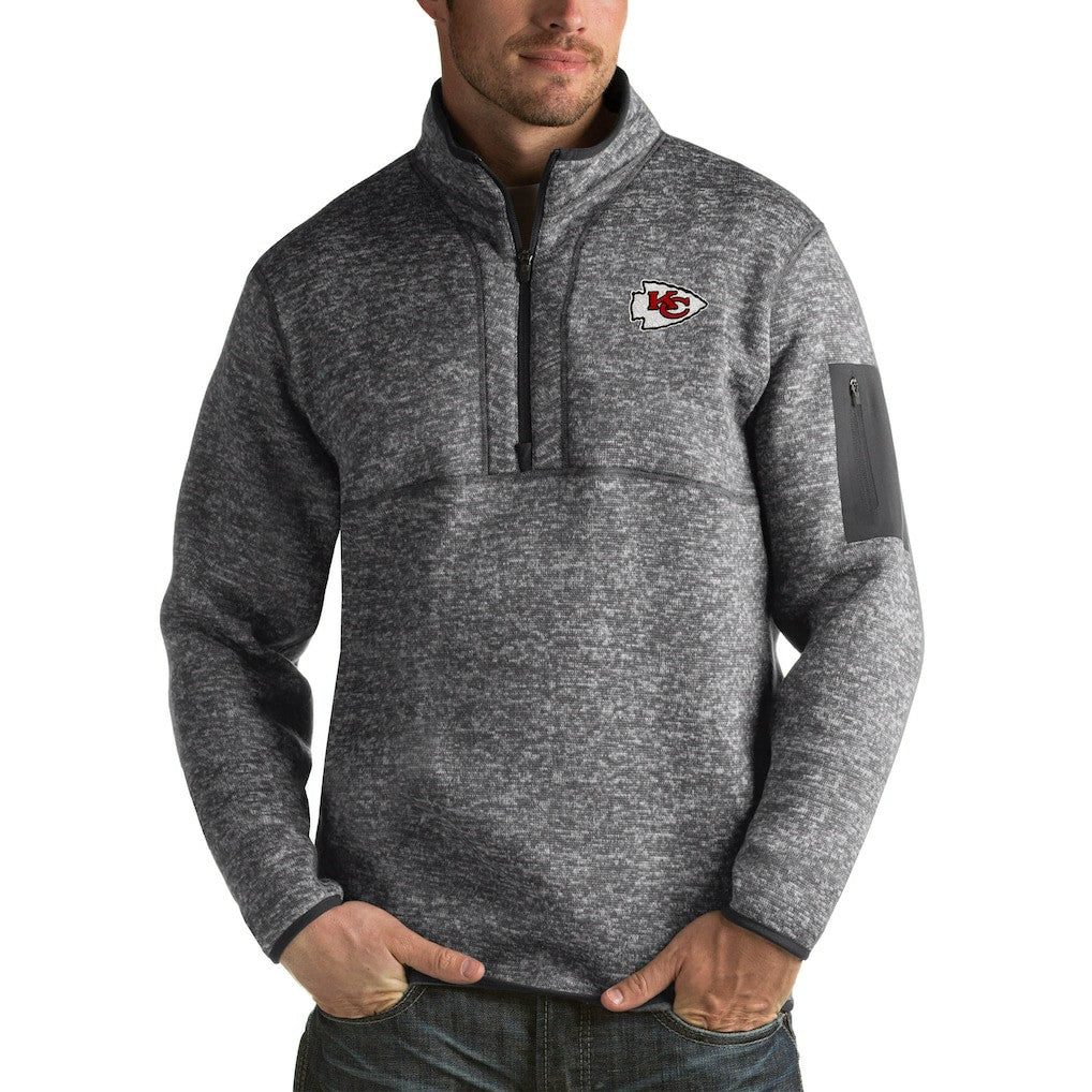 Kansas City Chiefs Antigua Fortune Big & Tall Quarter-Zip Pullover Jacket - Charcoal - NFL