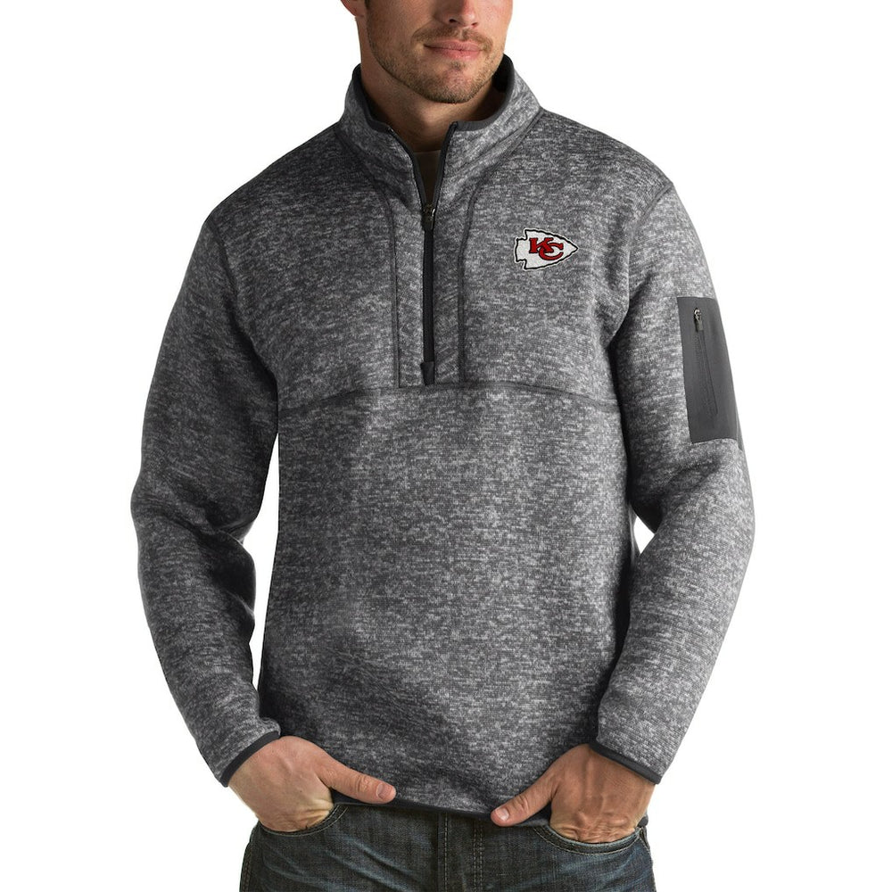 Kansas City Chiefs Antigua Fortune Big & Tall Quarter-Zip Pullover Jacket - Charcoal - NFL