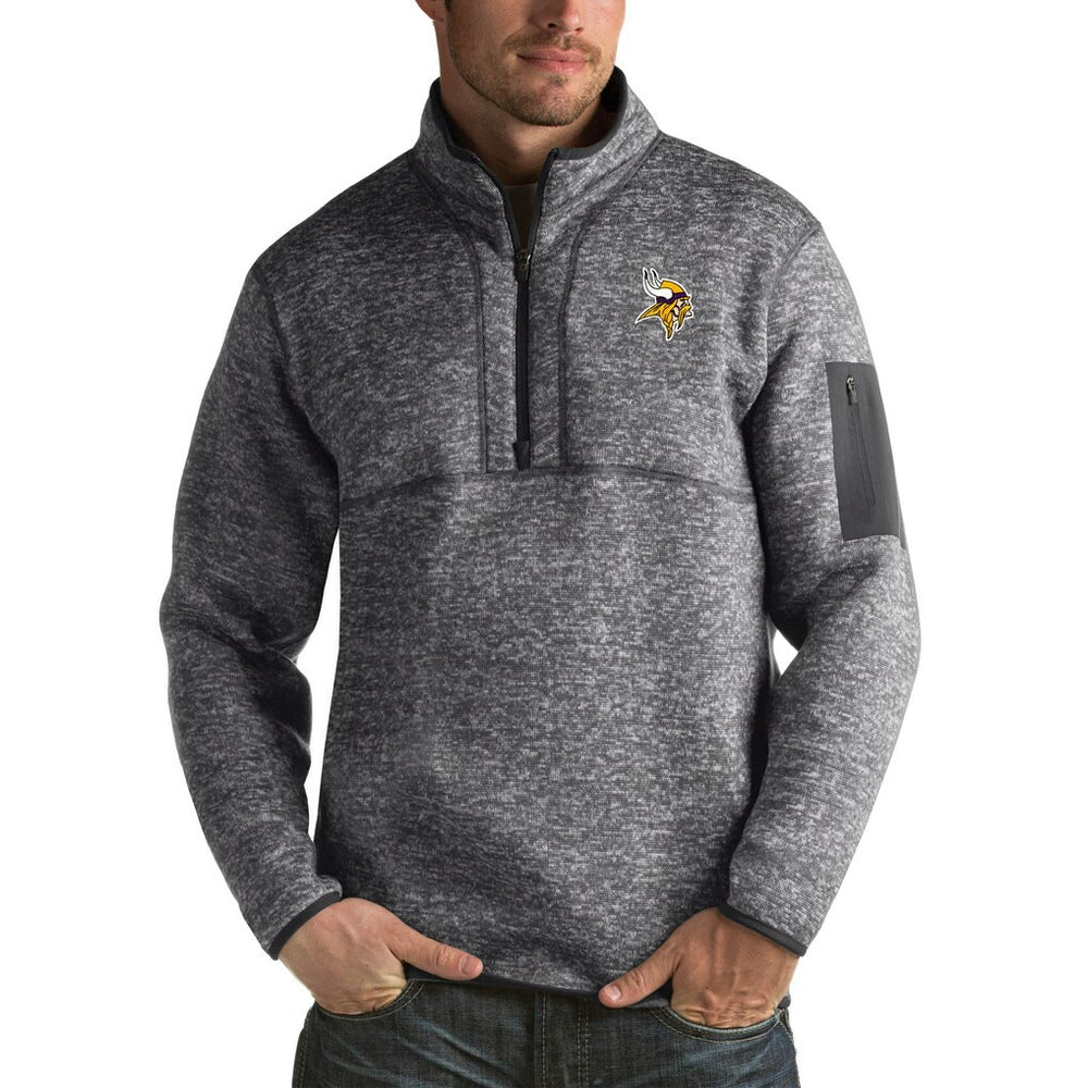 Minnesota Vikings Antigua Fortune Big & Tall Quarter-Zip Pullover Jacket - Charcoal - NFL