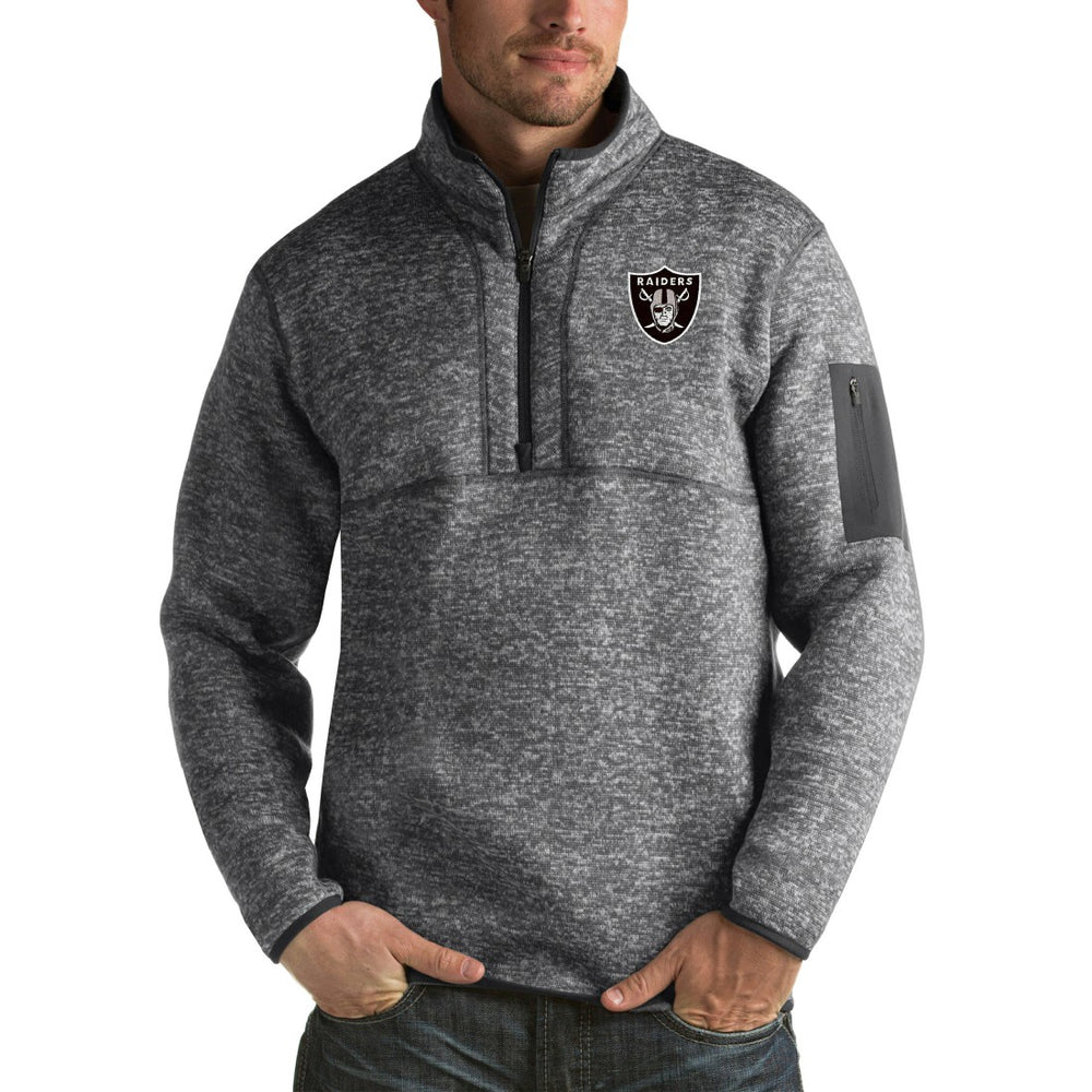 Las Vegas Raiders Antigua Fortune Big & Tall Quarter-Zip Pullover Jacket - Charcoal - NFL
