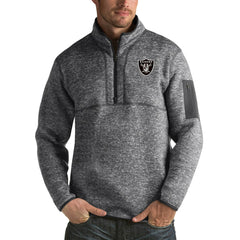 Las Vegas Raiders Antigua Fortune Big & Tall Quarter-Zip Pullover Jacket - Charcoal - NFL