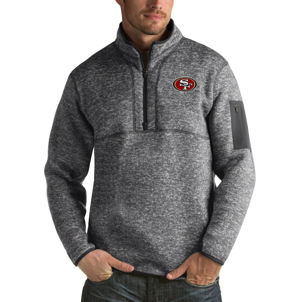 San Francisco 49ers Antigua Fortune Big & Tall Quarter-Zip Pullover Jacket - Charcoal - NFL