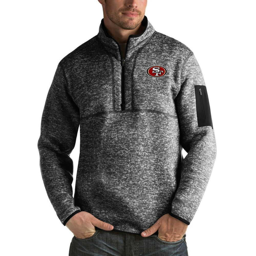 San Francisco 49ers Antigua Fortune Big & Tall Quarter-Zip Pullover Jacket - Heather Black - NFL