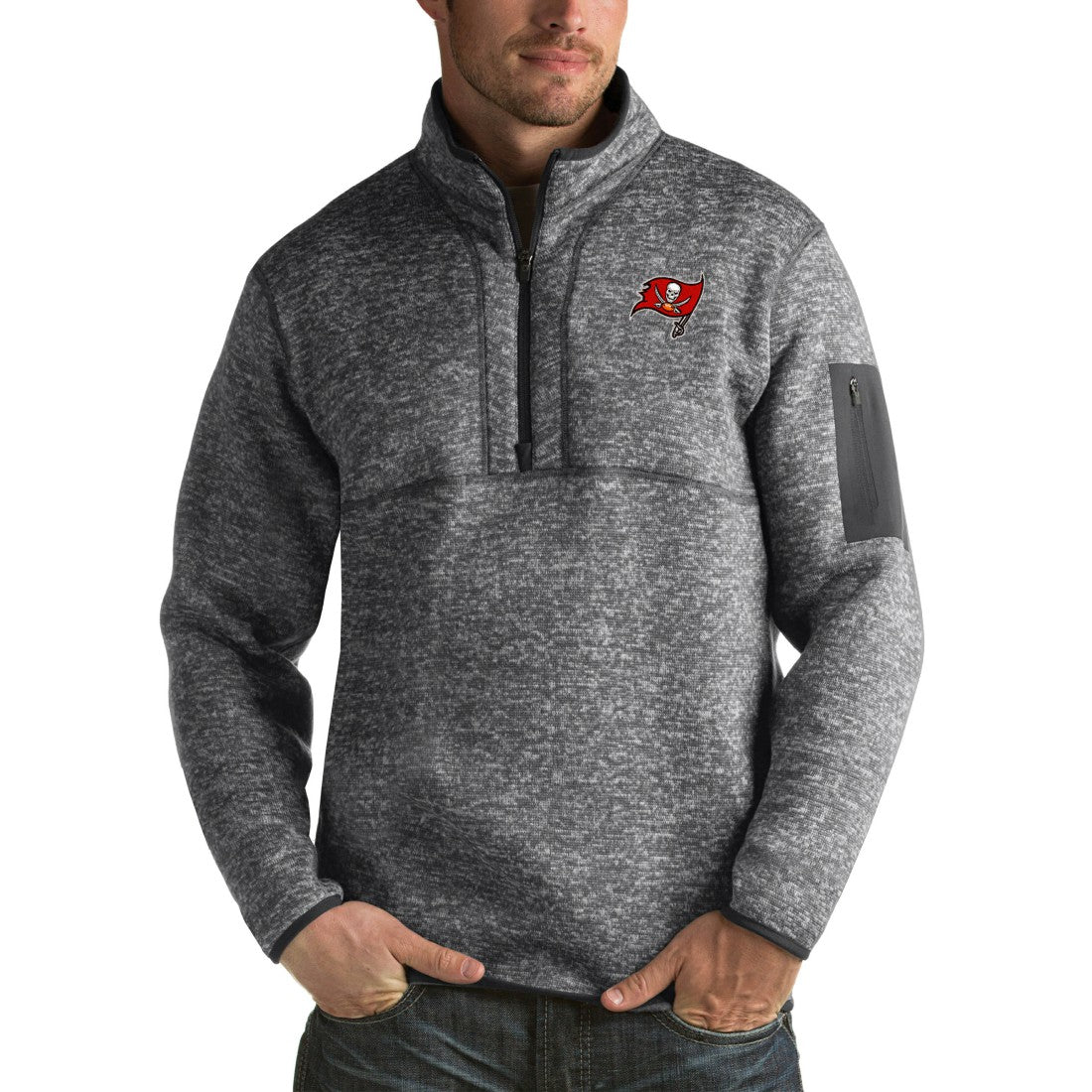 Tampa Bay Buccaneers Antigua Fortune Big & Tall Quarter-Zip Pullover Jacket - Charcoal - NFL