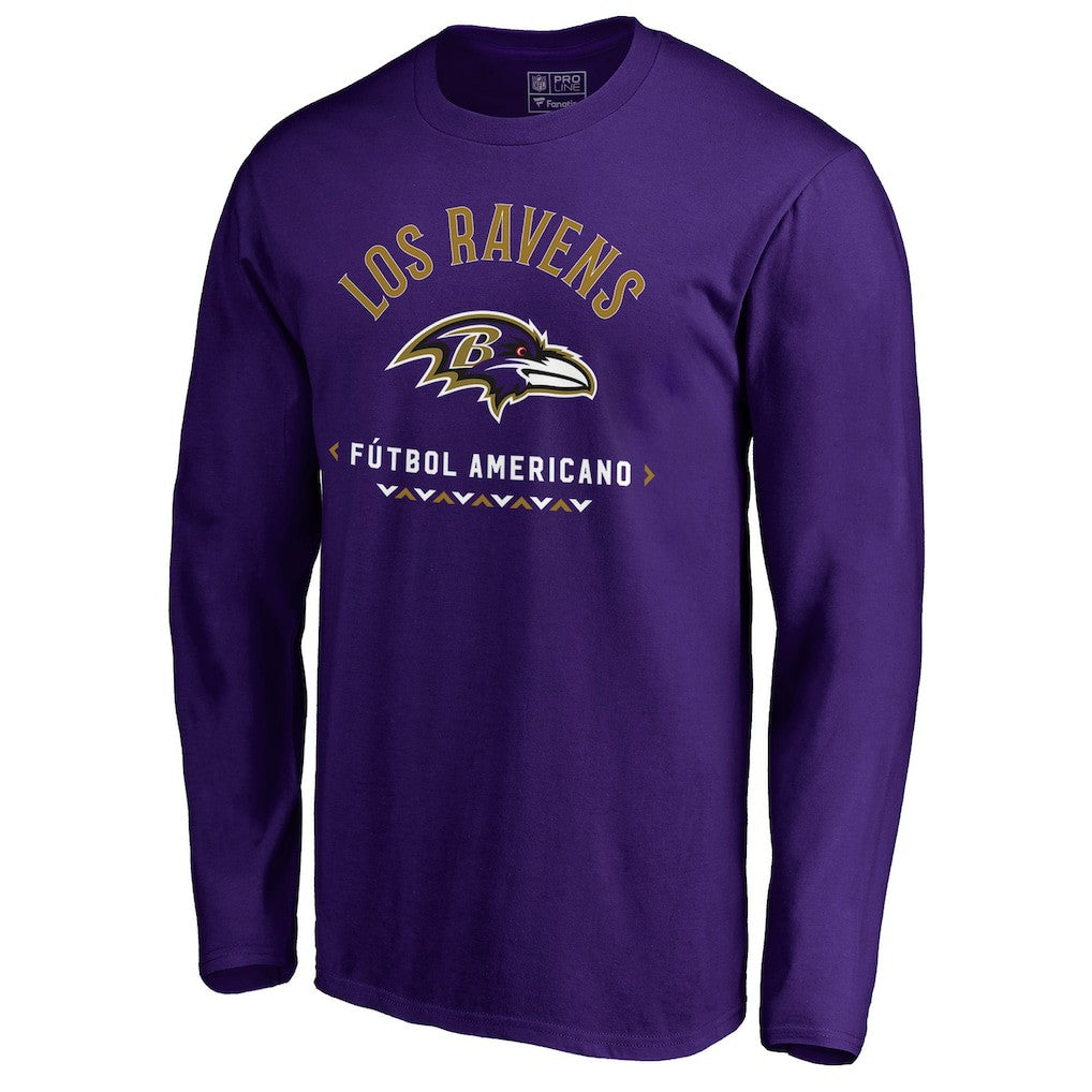 Baltimore Ravens Futbol Americano Long Sleeve T-Shirt - Purple - NFL