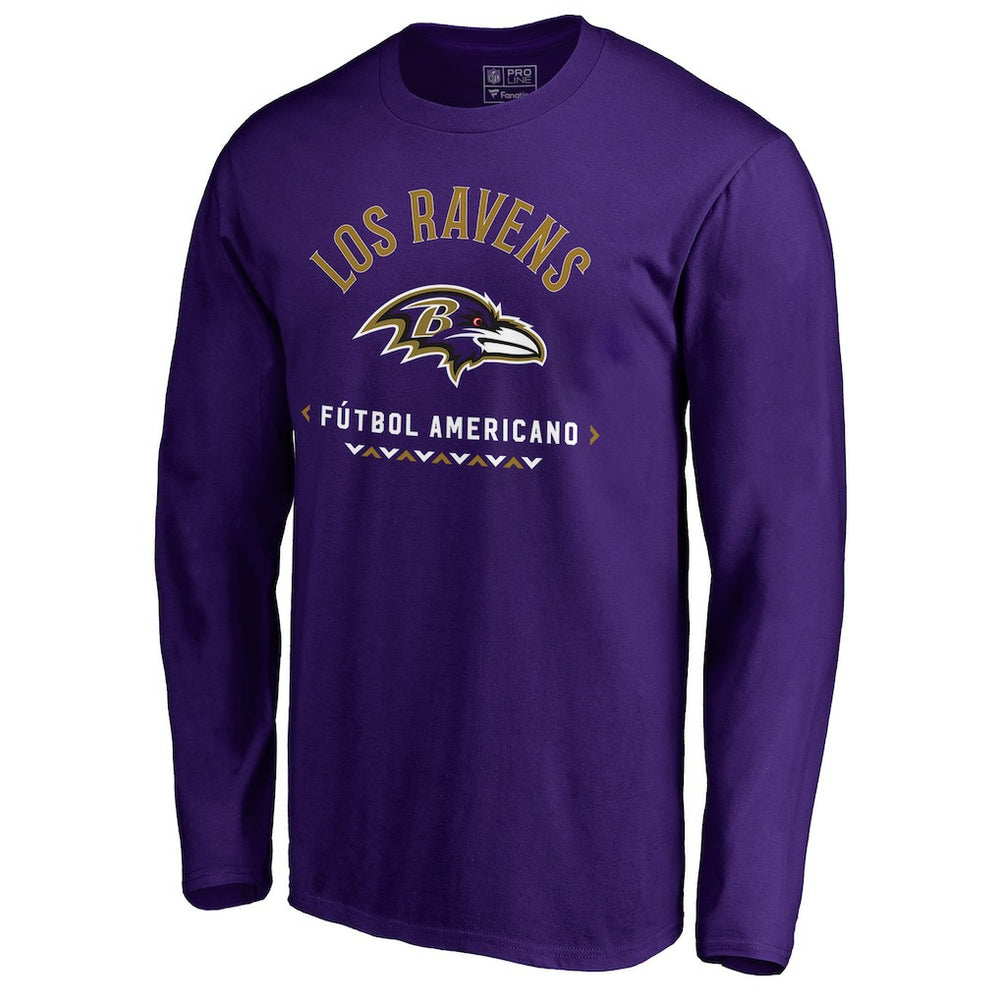Baltimore Ravens Futbol Americano Long Sleeve T-Shirt - Purple - NFL