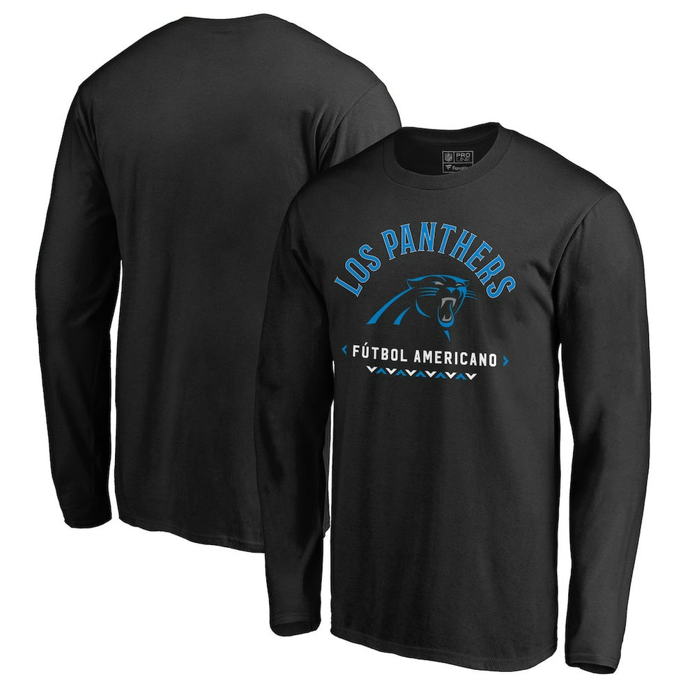 Carolina Panthers Futbol Americano Long Sleeve T-Shirt - Black - NFL
