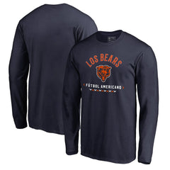 Chicago Bears Futbol Americano Long Sleeve T-Shirt - Navy - NFL