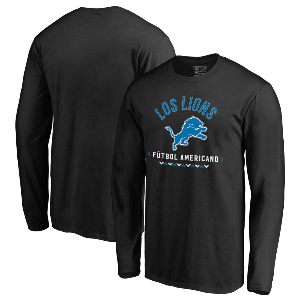 Detroit Lions Futbol Americano Long Sleeve T-Shirt - Black - NFL