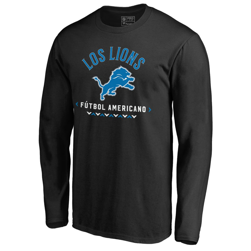 Detroit Lions Futbol Americano Long Sleeve T-Shirt - Black - NFL