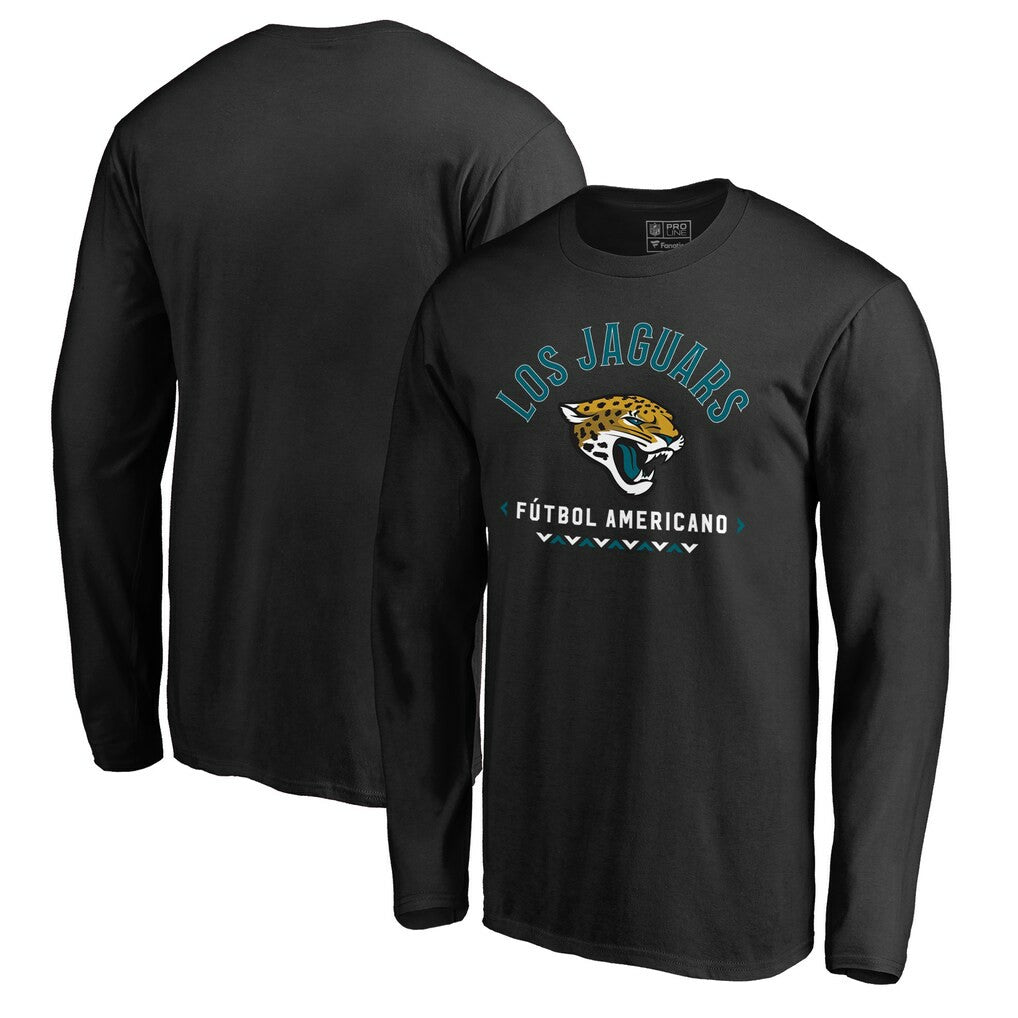 Jacksonville Jaguars Futbol Americano Long Sleeve T-Shirt - Black - NFL