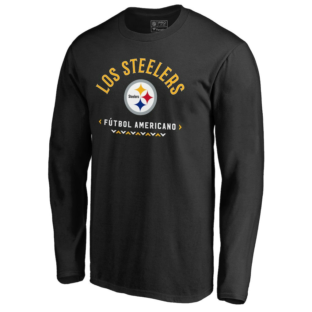 Pittsburgh Steelers Futbol Americano Long Sleeve T-Shirt - Black - NFL