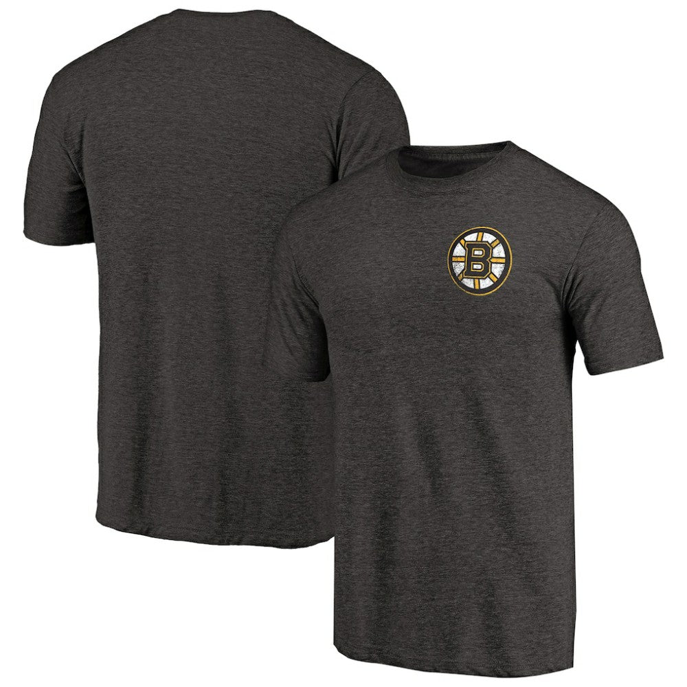 Boston Bruins Primary Logo Left Chest Distressed Tri-Blend T-Shirt - Black | NHL discount