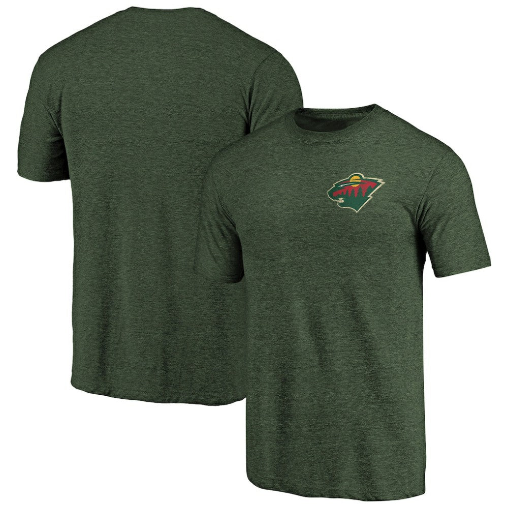 Minnesota Wild Primary Logo Left Chest Distressed Tri-Blend T-Shirt - Green | NHL discount