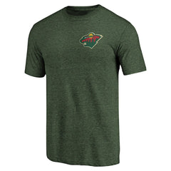 Minnesota Wild Primary Logo Left Chest Distressed Tri-Blend T-Shirt - Green | NHL discount