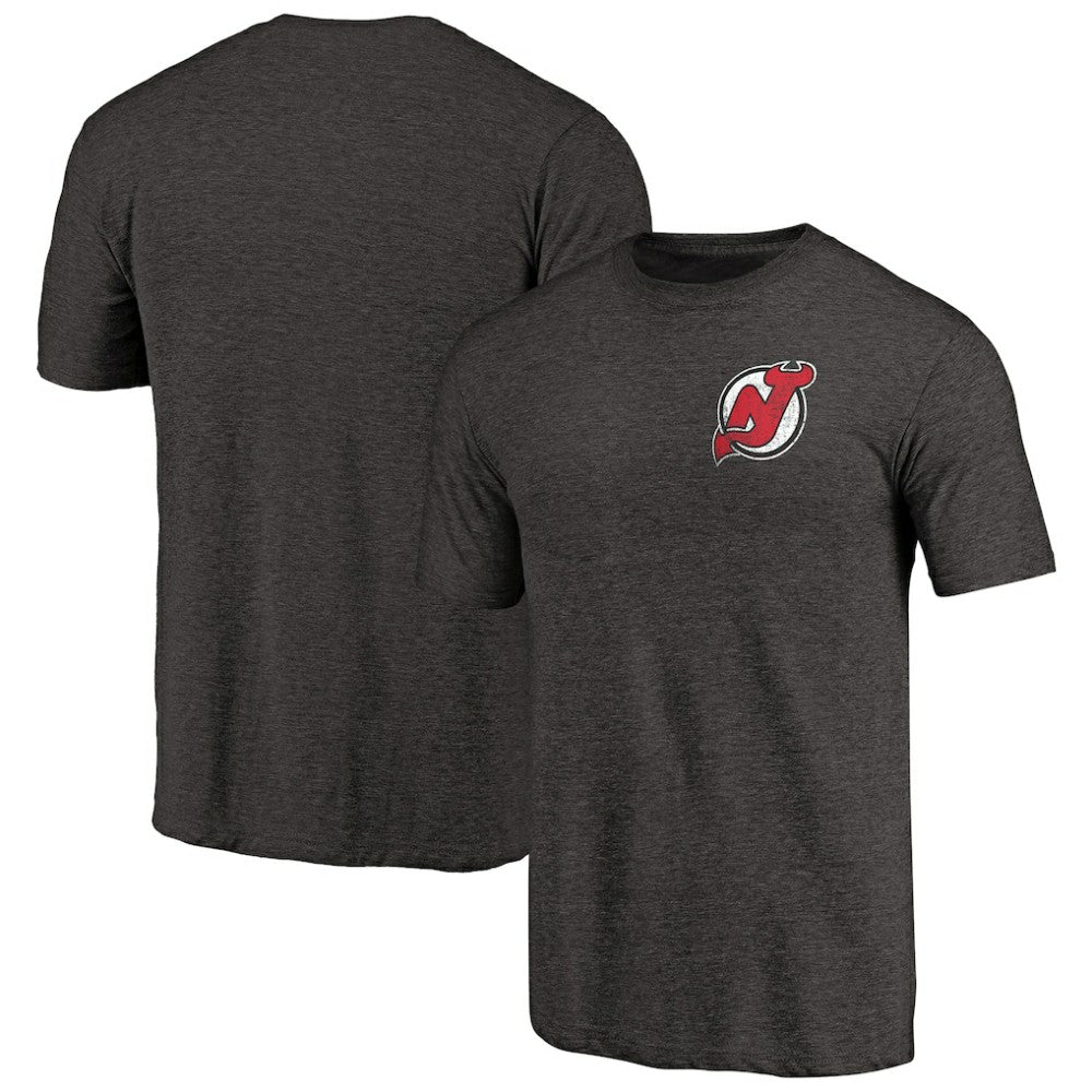 New Jersey Devils Primary Logo Left Chest Distressed Tri-Blend T-Shirt - Black | NHL discount