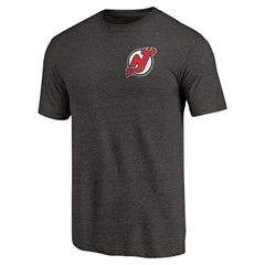 New Jersey Devils Primary Logo Left Chest Distressed Tri-Blend T-Shirt - Black | NHL discount