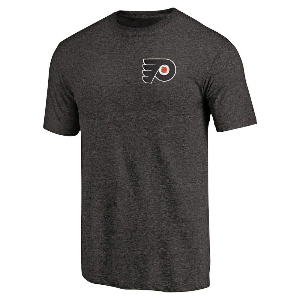 Philadelphia Flyers Primary Logo Left Chest Distressed Tri-Blend T-Shirt - Black | NHL online