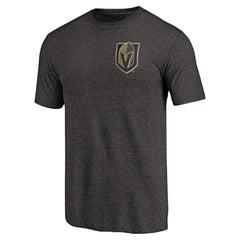 Vegas Golden Knights Primary Logo Left Chest Distressed Tri-Blend T-Shirt - Black | NHL Lifestyle
