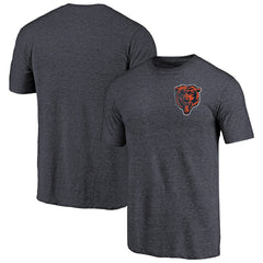 Chicago Bears Primary Logo Left Chest Distressed Tri-Blend T-Shirt - Heathered Navy - NFL