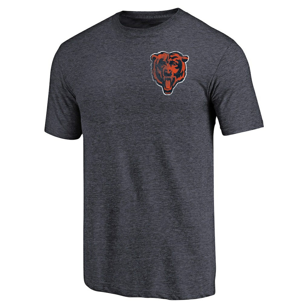 Chicago Bears Primary Logo Left Chest Distressed Tri-Blend T-Shirt - Heathered Navy - NFL