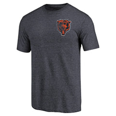 Chicago Bears Primary Logo Left Chest Distressed Tri-Blend T-Shirt - Heathered Navy - NFL