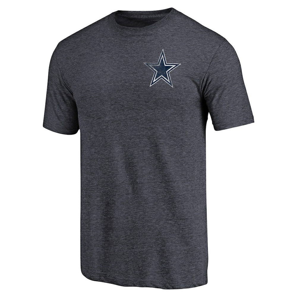 Dallas Cowboys Primary Logo Left Chest Distressed Tri-Blend T-Shirt - Heathered Navy - NFL