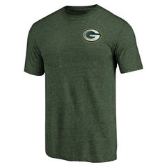 Green Bay Packers Primary Logo Left Chest Distressed Tri-Blend T-Shirt - Heathered Green - NFL