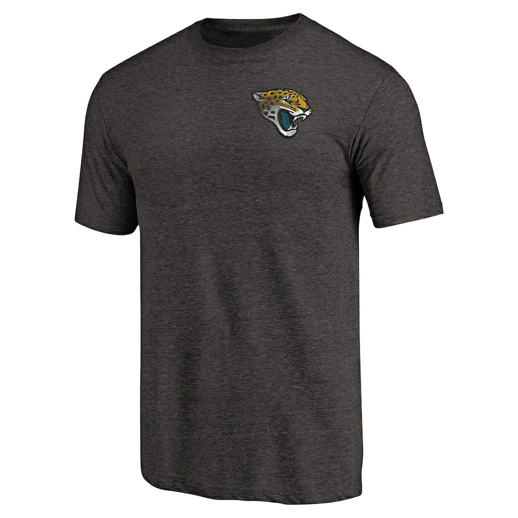 Jacksonville Jaguars Primary Logo Left Chest Distressed Tri-Blend T-Shirt - Heathered Black - NFL
