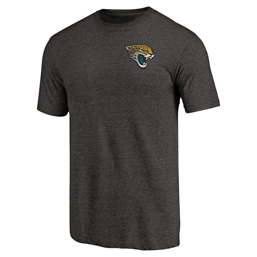Jacksonville Jaguars Primary Logo Left Chest Distressed Tri-Blend T-Shirt - Heathered Black - NFL