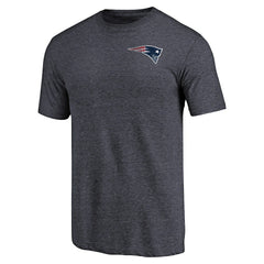 New England Patriots Primary Logo Left Chest Distressed Tri-Blend T-Shirt - Heathered Navy - NFL