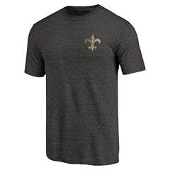 New Orleans Saints Primary Logo Left Chest Distressed Tri-Blend T-Shirt - Heathered Black - NFL