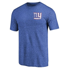 New York Giants Primary Logo Left Chest Distressed Tri-Blend T-Shirt - Heathered Royal - NFL