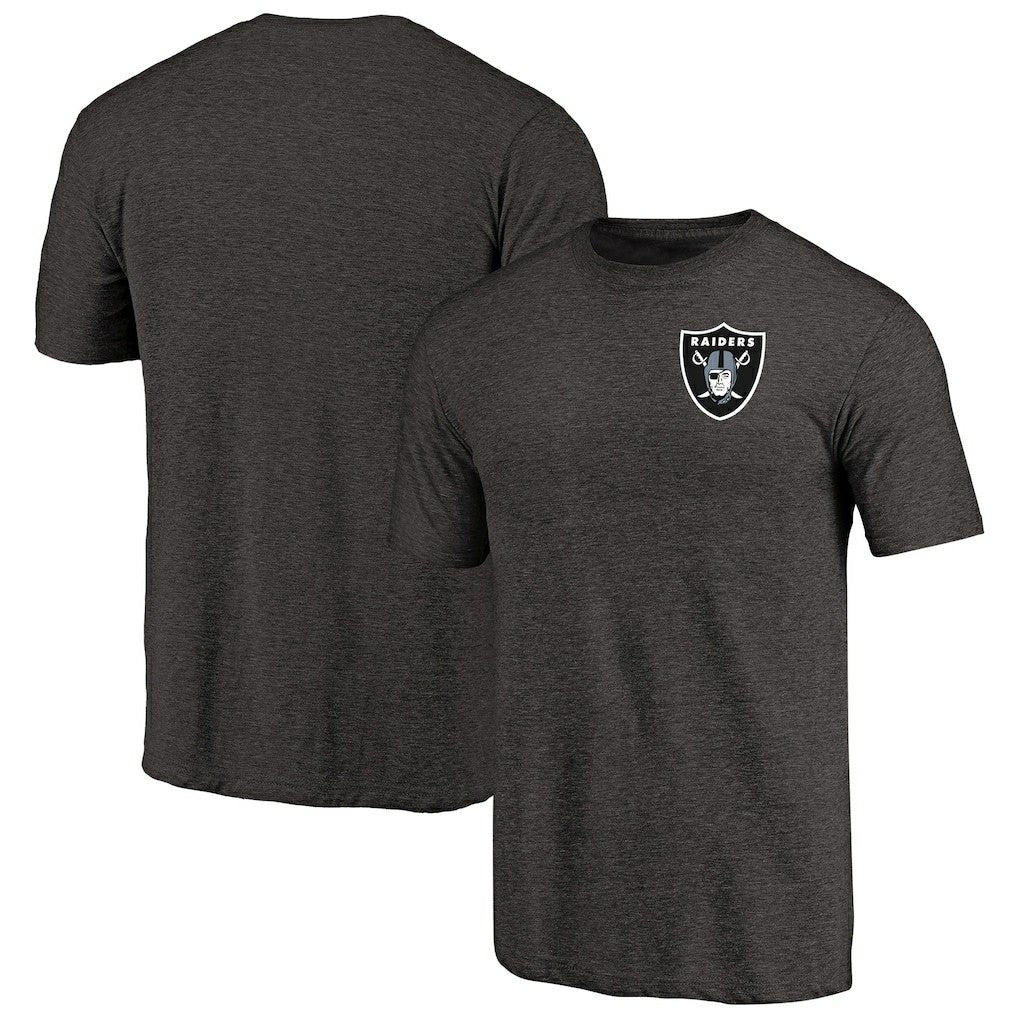 Las Vegas Raiders Primary Logo Left Chest Distressed Tri-Blend T-Shirt - Heathered Black - NFL