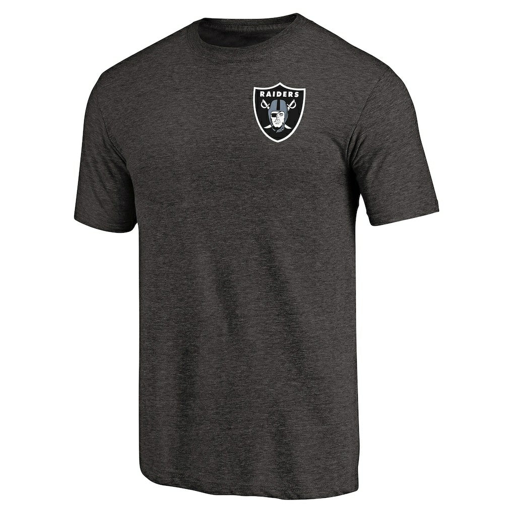 Las Vegas Raiders Primary Logo Left Chest Distressed Tri-Blend T-Shirt - Heathered Black - NFL