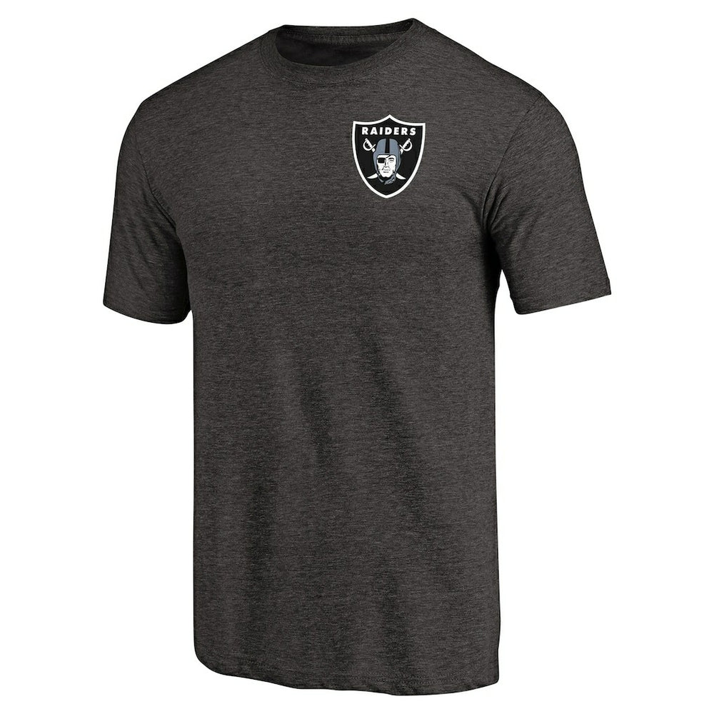 Las Vegas Raiders Primary Logo Left Chest Distressed Tri-Blend T-Shirt - Heathered Black - NFL