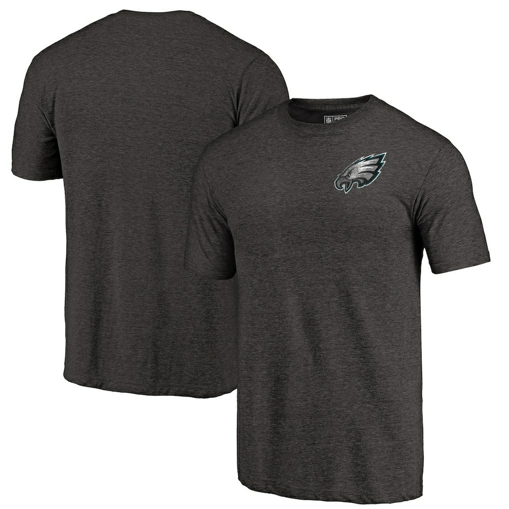 Philadelphia Eagles Primary Logo Left Chest Distressed Tri-Blend T-Shirt - Heathered Black - NFL
