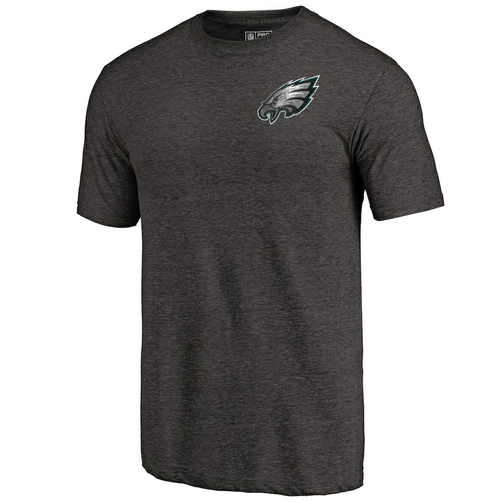Philadelphia Eagles Primary Logo Left Chest Distressed Tri-Blend T-Shirt - Heathered Black - NFL